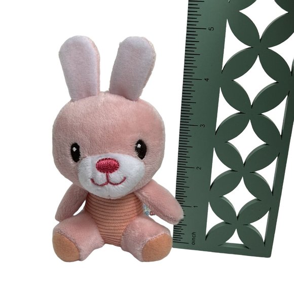 Spark Create Imagine Plush Rattle Pals Bunny Rabbit Stuffed Animal 4" Lovey Pink - Picture 7 of 12